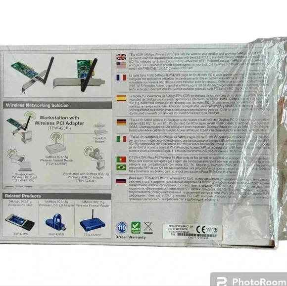 Trend Net TEW-423PI 54Mbps Wireless G PCI Adapter New in box - Picture 2 of 5